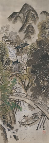 冨田渓仙《沢雨散雲花》