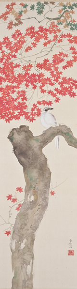 土田麦僊《春秋花鳥(双福)》秋