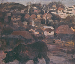 須田国太郎《牛の居る風景》1940年